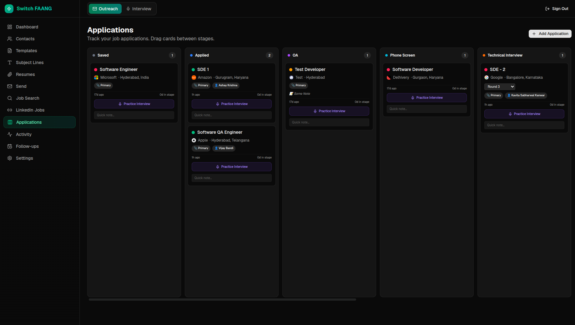 Application Kanban Board