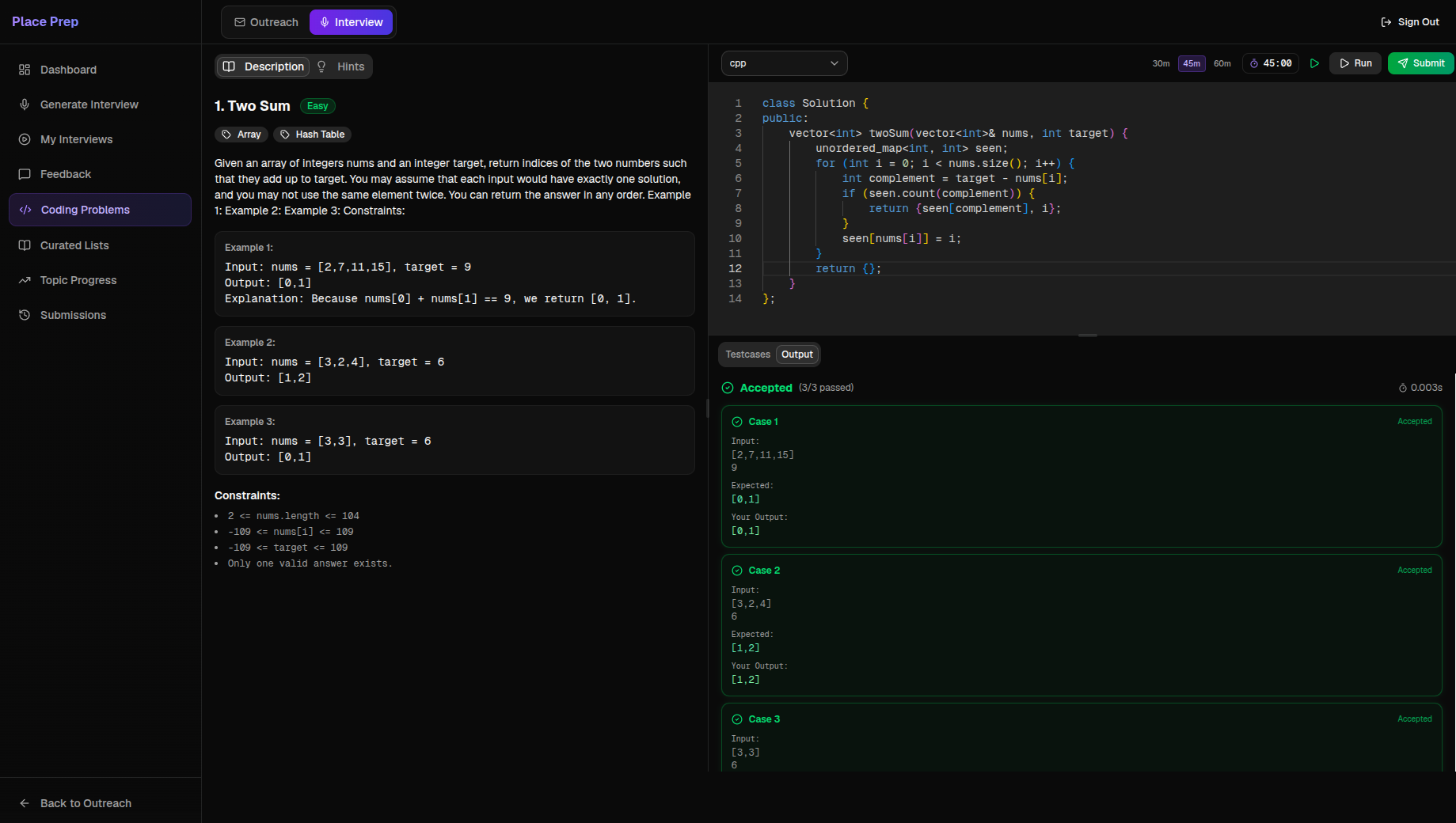 LeetCode-style Coding Editor